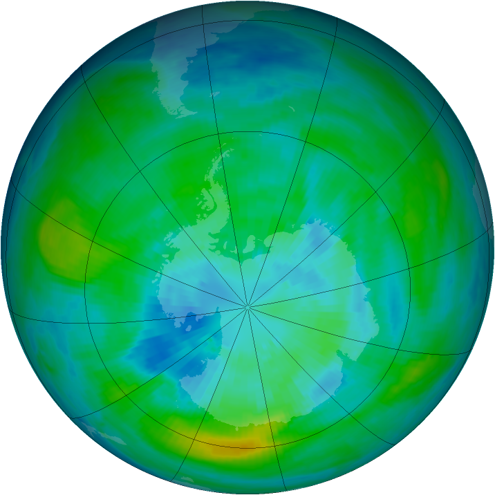 Antarctic ozone map for 25 March 1983